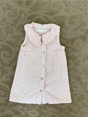 Zara Light Pink Sleeveless Button-Front Dress with Peter Pan Collar